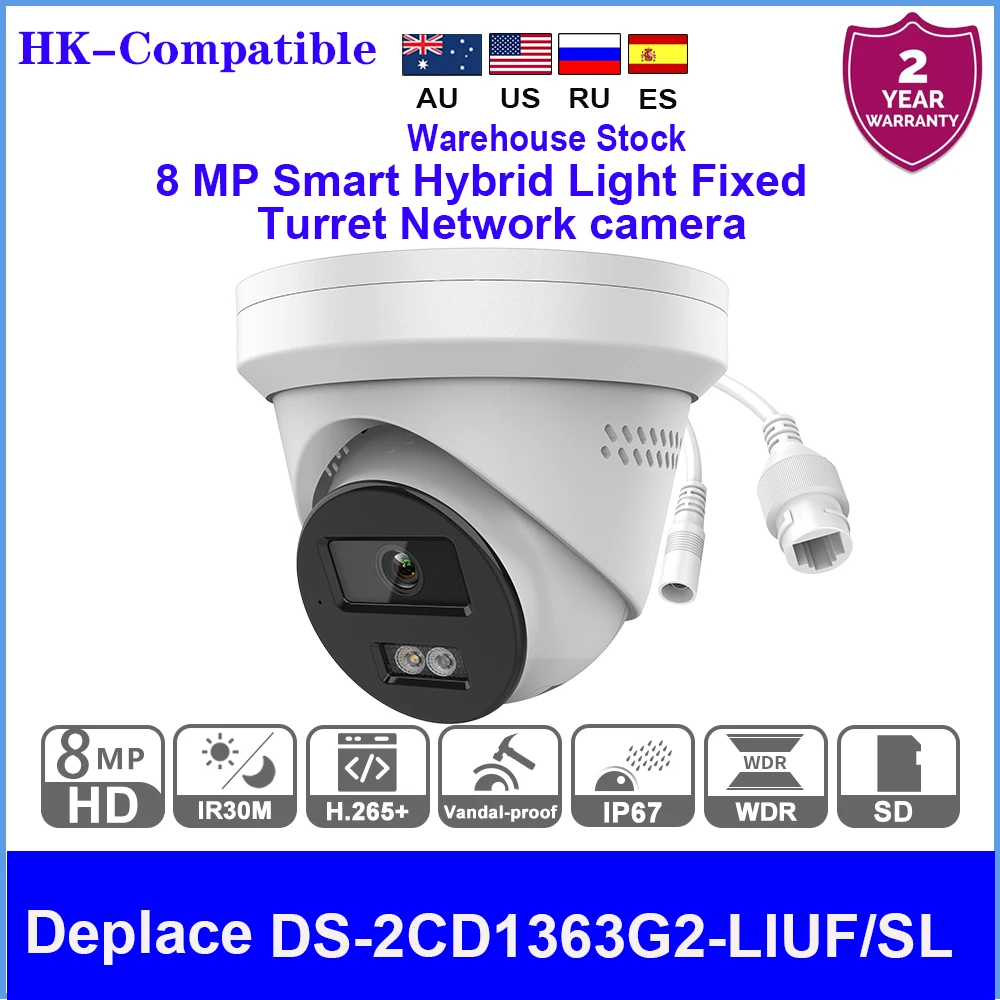 hikvision compativel 4k mp substituir ds2cd1363g2 liuf sl camera ip microfone embutido inteligente luz hibrida torre fixa camera de rede 01