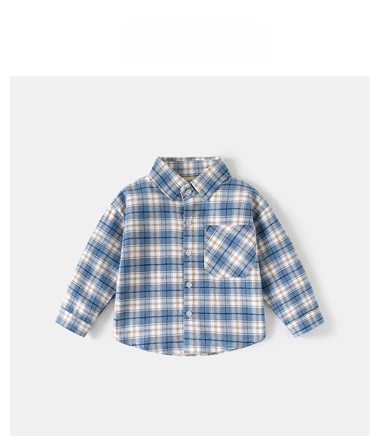 Frühling Herbst Kinder Plaid Langarm-shirt Koreanischen Stil Jungen Mädchen Lose Übergroßen Top Licht Oberbekleidung Casual Kinder Bluse – Detail 4