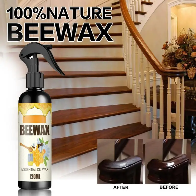 120ml Wood Care Wax Spray Solid Wood Furniture Polishing Seasoning Beeswax Polisher Furniture Care Maintenance Beeswax Spray