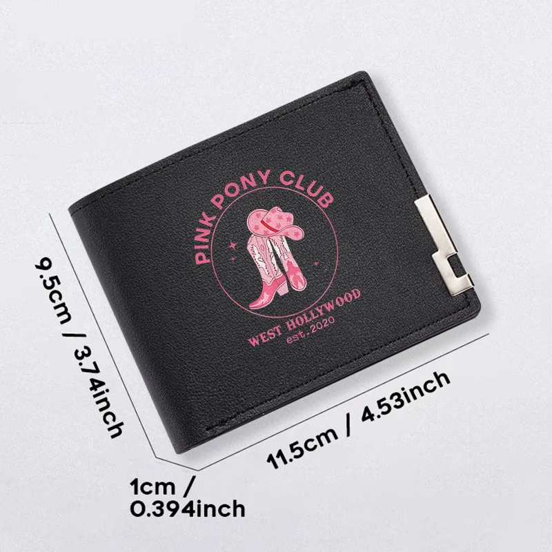 핑크 포니 클럽 웨스트 할리우드 남성용 슬림 지갑 PU 가죽 경량 내구성 비즈니스 패션 디자인 2D 평면 인쇄