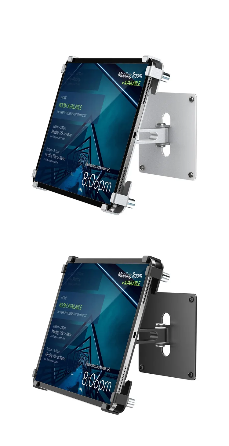 Wall Mounted Tablet Stand Adjustable Rotatable Metal Bracket Lockable Anti theft Foldable Desktop Wall Holder Within 13 Inch