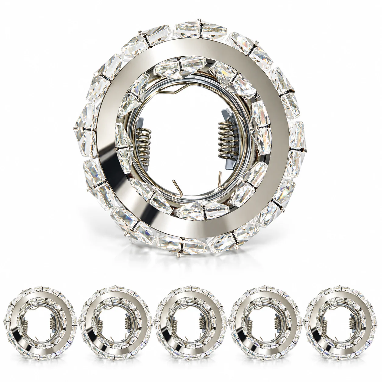 JOYINLED Gold Chrome Recessed Spotlight Frame GU10 MR16 Crystal Ring Downlight Trim Ceiling Light Housing Fixture 1/6PCS