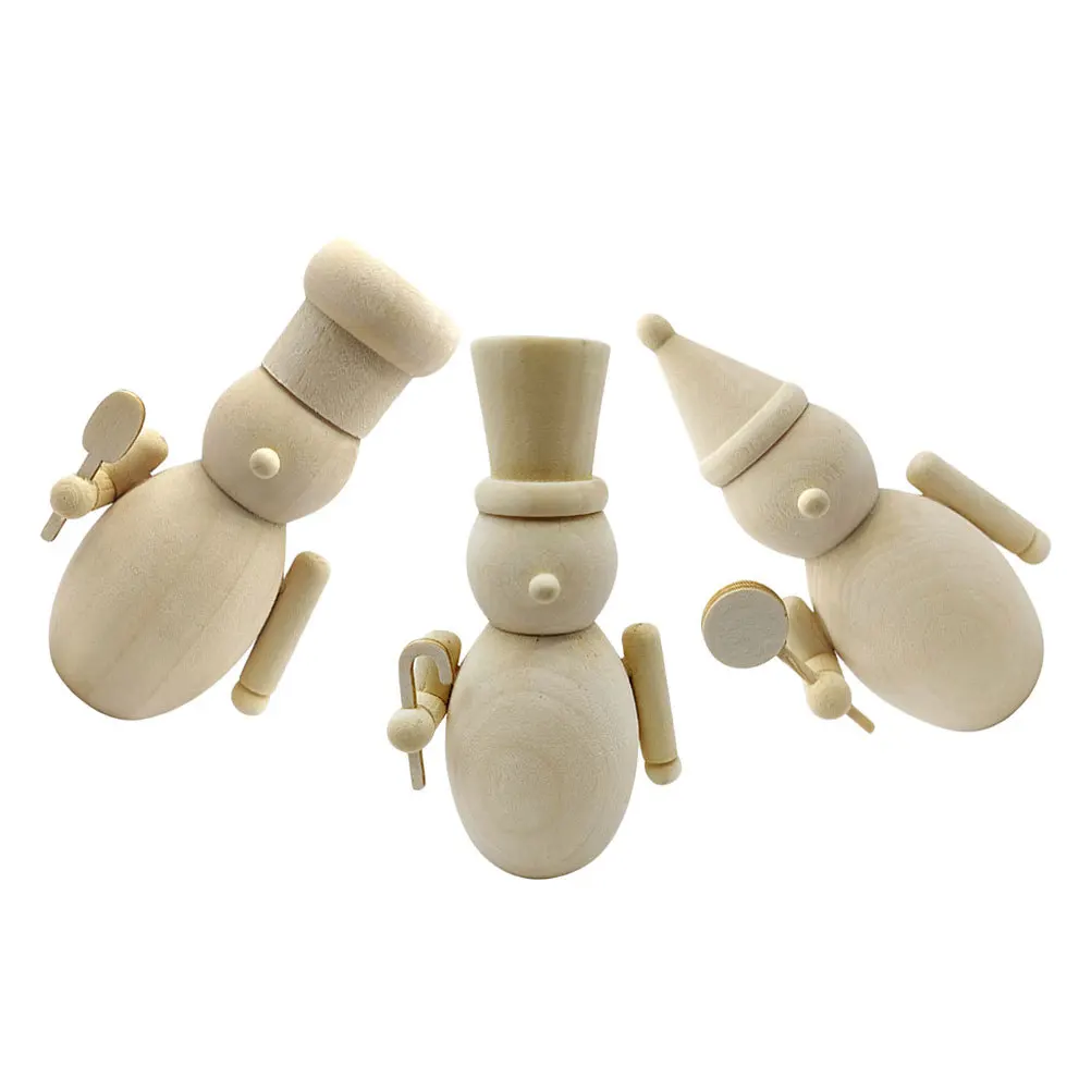 3개입 나무 호두까기 인형 DIY 미도색 공예 키트 크리스마스 장식 수제 휴일 장식품 창의적인 가족 공예 활동