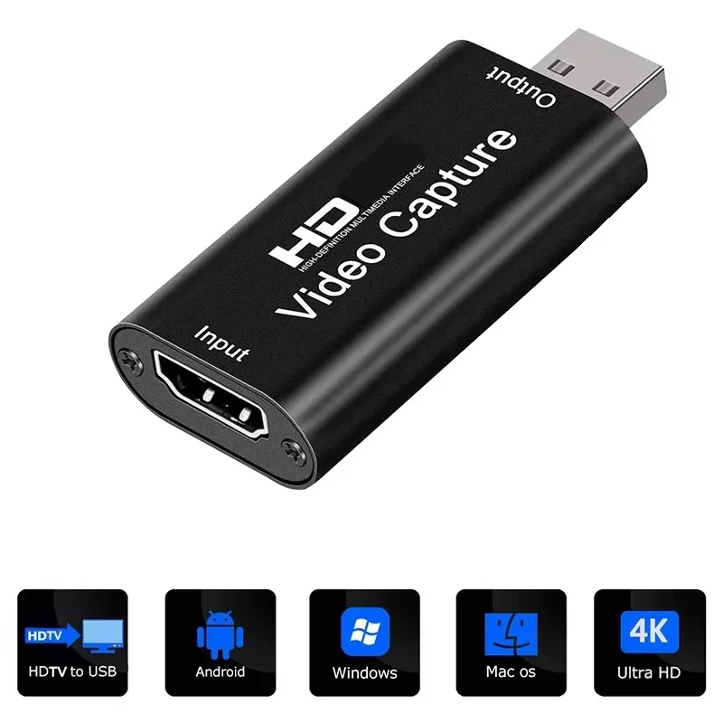 Tarjeta de captura de vídeo, salida 1080P, entrada 30Hz, 30fps, compatible con HDMI, captura de transmisión en vivo, USB 2,0, para juegos de teléfono PS4, XBOX