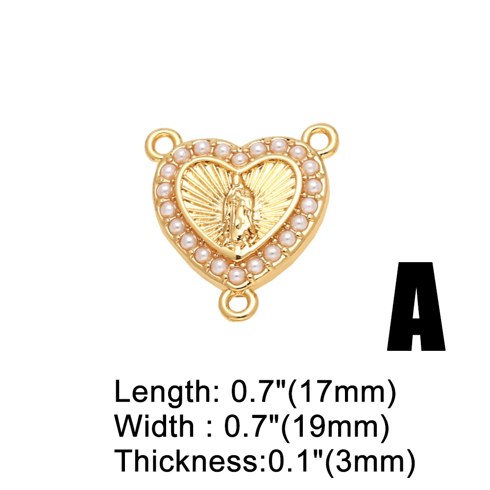 OCESRIO Beads Heart Virgin Mary Charms for Bracelet Copper Gold Plated Silver Color san benito jewelry Making Supplis chma293