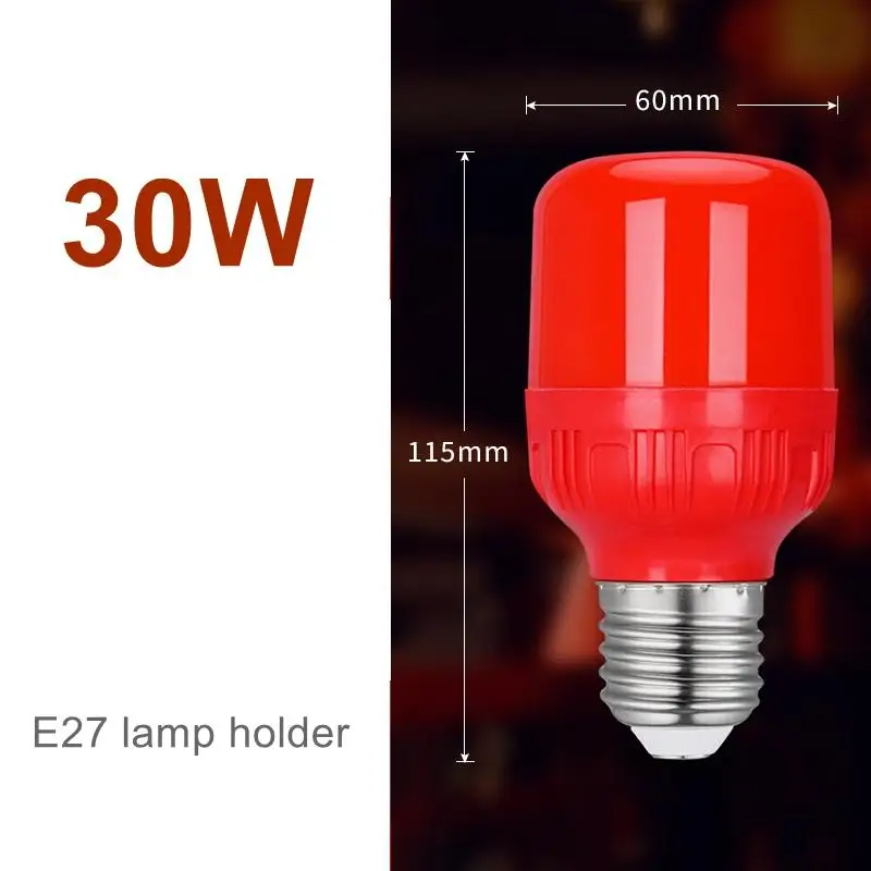 New High Power Red LED Light Bulb E27/B22 220V 5W 10W 15W 30W High Brightness Spot Light Festive New Year Bulb Christmas Lights