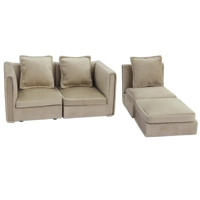 1 Set 1:12 Mini Mobili per casa delle bambole Simulazione Sedie da soggiorno in miniatura Latte Albicocca Divano ad angolo Bambini Giochi di imitazione Decorazioni fai da te