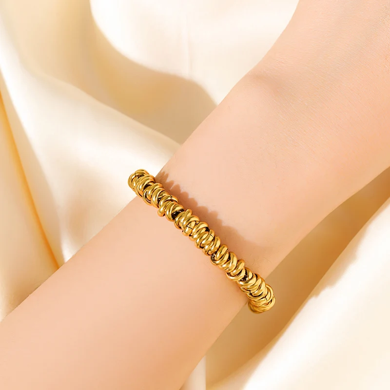 EILIECK 316L Edelstahl Metall Goldfarben Kettenhalskette Armband Set für Damen Mode Punk Wasserdichter Schmuck Damengeschenk – Detail 11