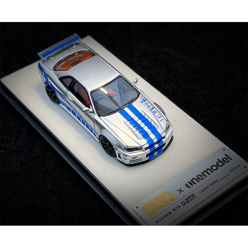 PGM ONE In Stock 1:64 Skyline R34 GTR Z-TUNE F&F Diecast Diorama Car Model Collection Miniature Toys