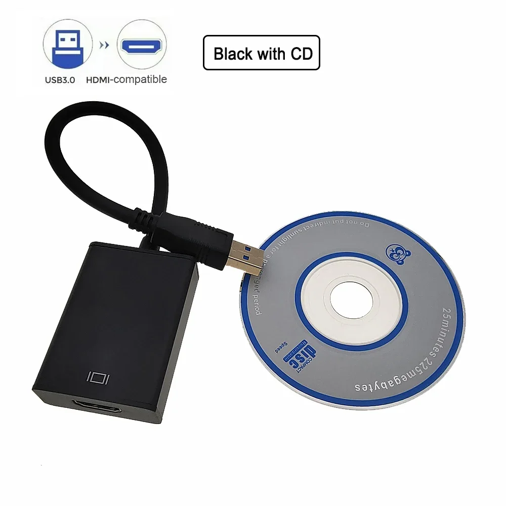 USB 3.0 to HDMI-Compatible Converter 1080P USB A Male to HDMI-Compatible Female External Graphics Video Card Adapter Cable