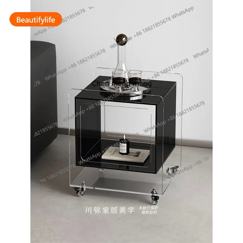 

А44 Несколько полок на боке дивана-тележки, простая мобильная тумбочка для домашнего использования.