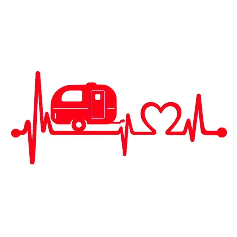 Caravan Love Heartbeat Car Sticker Camper Decals Cartoon Stickers Car Body Window Styling Accessories,19cm*8cm