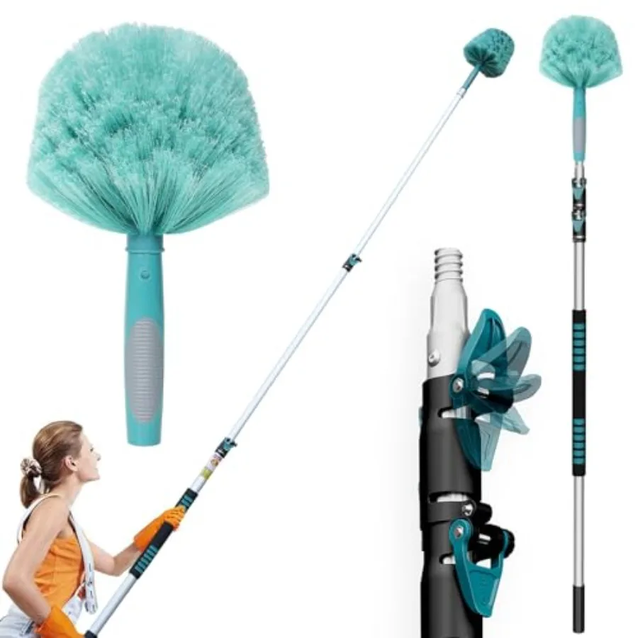 

20 Feet High Reach Cobweb Duster with 5-12Ft Extension Pole and 3-Stage Telescopic Aluminum Pole for Indoor Outdoor Cleaning So