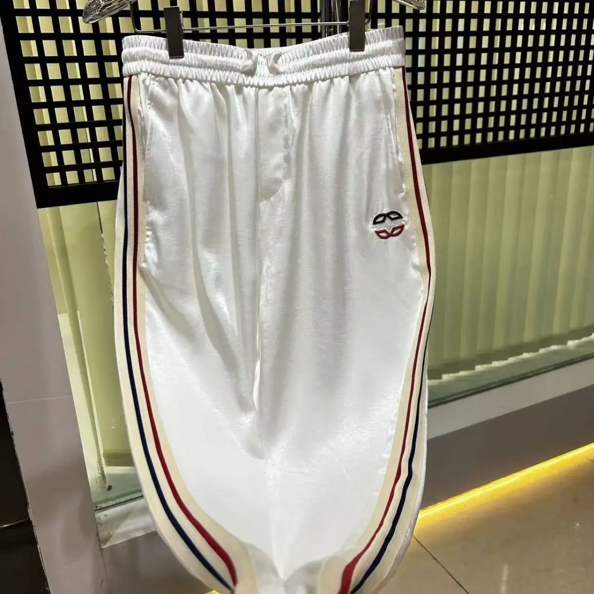 Summer Glossy Shiny Straight Pants Casual Sports Plus Size Black Trousers