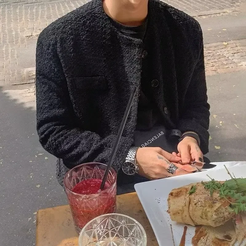 

Pop Small Fragrance Wind Men Loose Casual Jacket, Spring And Autumn Korean Version Of Solid Color Casual Single Breasted Jacket