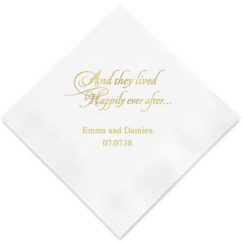 

50PCS Personalized Wedding Rehearsal Dinner Napkins, Custom Cocktail Napkins Engagement Party Decor, Wedding Reception Custom In