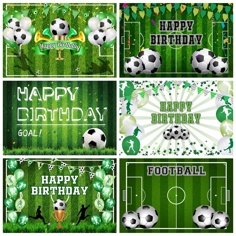 Football Birthday Backdrop Soccer Field Stadium Grassland Baby Boy Portrait Photo Background Cake Table Banner Photography Props