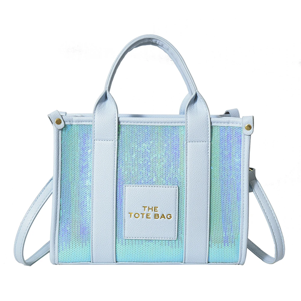 Ladies Handbags PU Leather Sequins Women Top-Handle Bags Casual Fashion Shiny Portable Adjustable Straps Messenger Bags