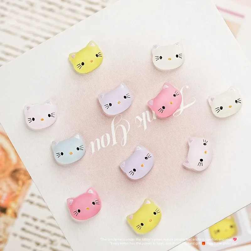 

50pcs Hello Kitty Accessories Kawaii Anime Women Cartoon Nail Art Ice Transparent Matte Luminous Resin Material Gift Wholesale