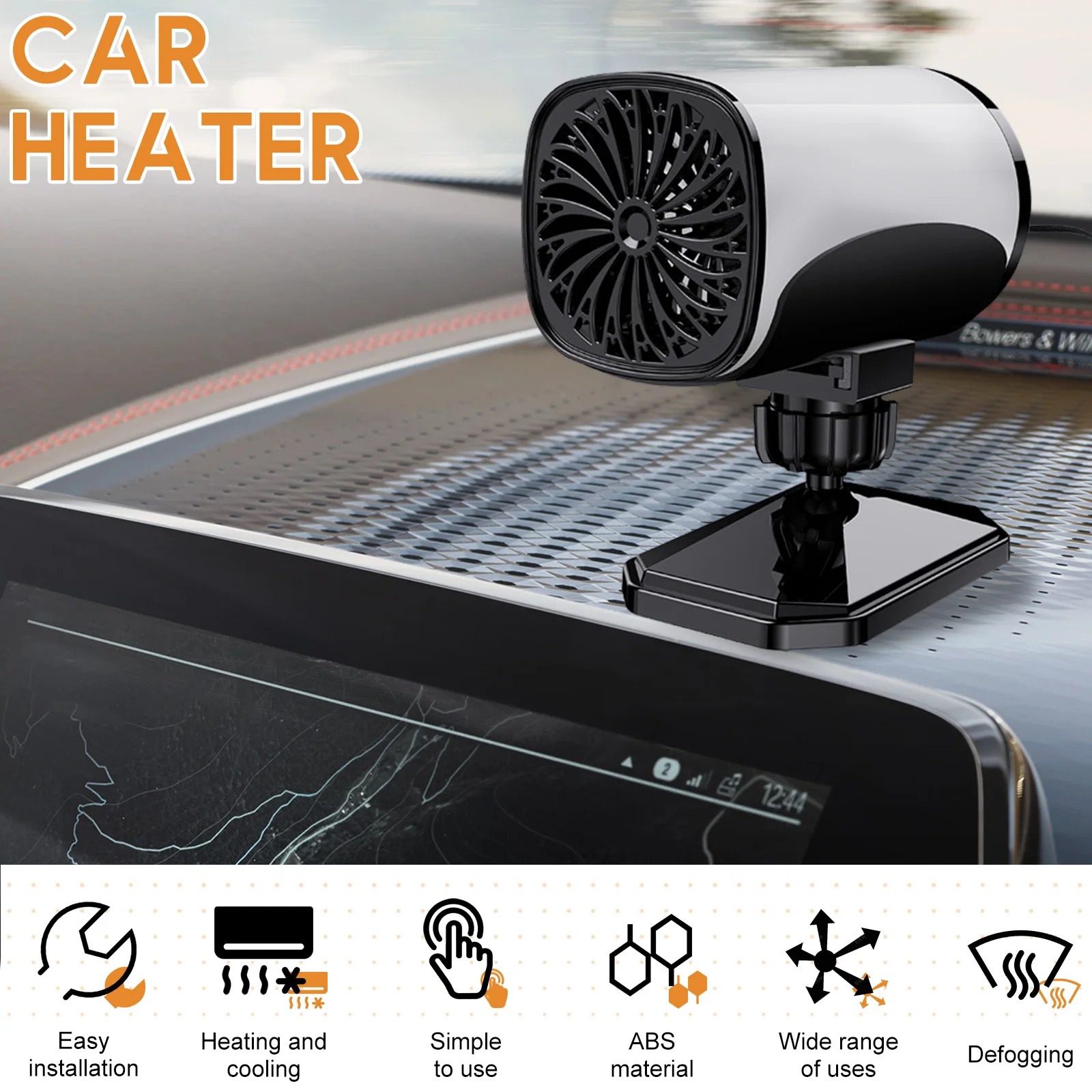 Portable Car Heater Double Function Mini Windshield Defroster Easy to Install 360 Degree Rotation Automobile for Winter Summer