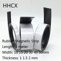 1Meter/LOT Rubber Magnet 10*1 15*1 20*1 30*1 mm self Adhesive Flexible Magnetic Strip Tape 10mm/15mm/20mm/30mm thickness 1-2mm