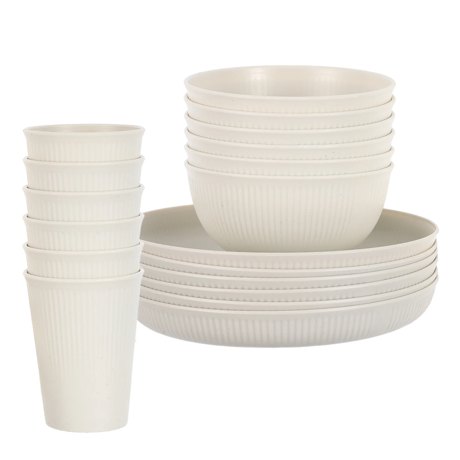 

18Pcs Portable Tableware Set Unbreakable Reusable Dinnerware Stackable Plates Bowls Cups for Camping Picnics Outdoor Party