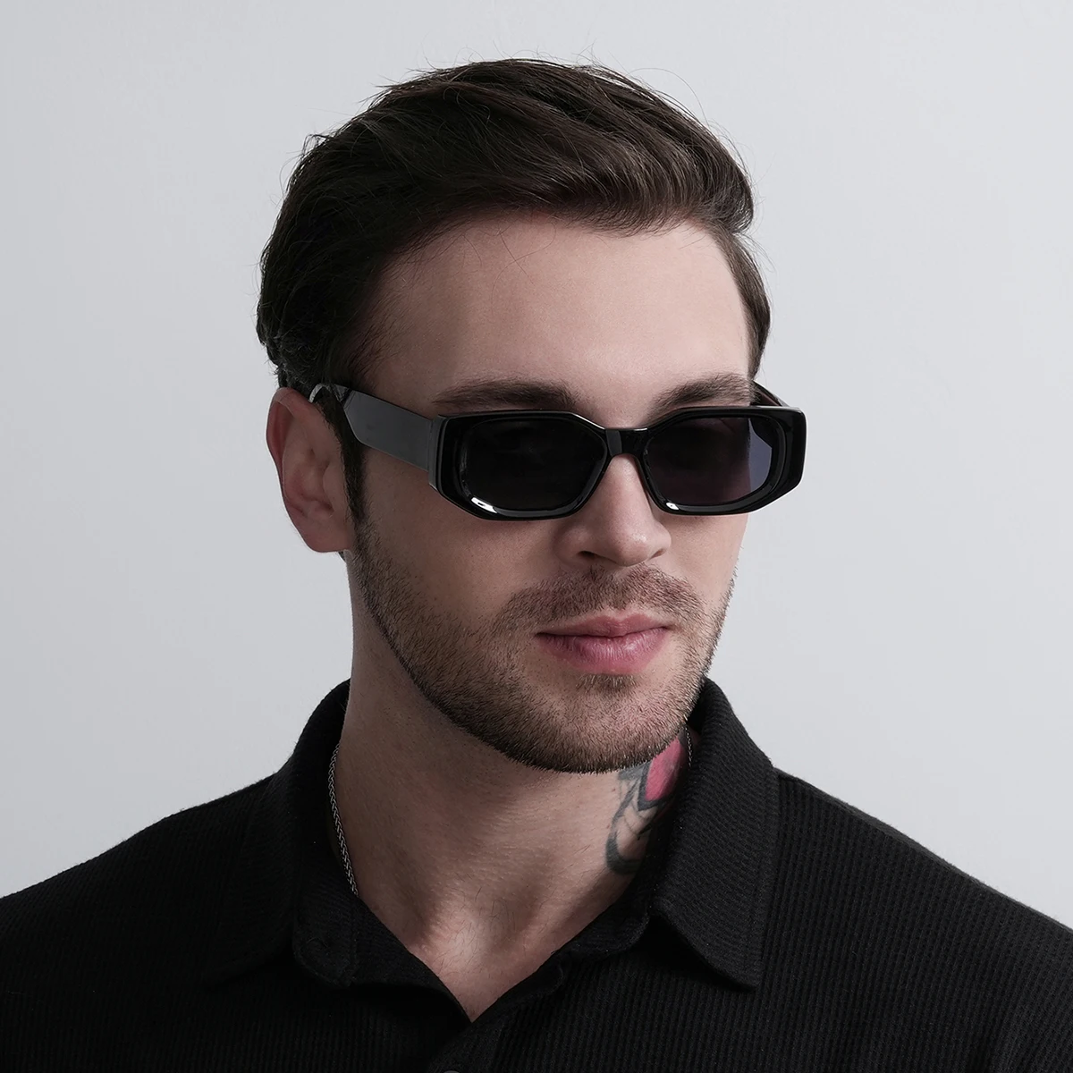 Ruiao 2024 new black classic retro designer branded concave irregular thick frame men women fashion sunglasses