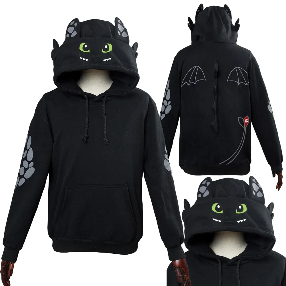 Sweat à capuche cosplay sans dents pour garçons et filles, costume d'anime pour enfants, comment s'entraîner, votre jeu de rôle de dragon, fantaisie, décontracté, Halloween