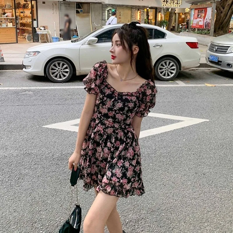 Puff Sleeve Dresses Women Defined Waist Korean Fashion Fungus Design Casual Daily Young Sweet Students Summer Vestidos Harajuku