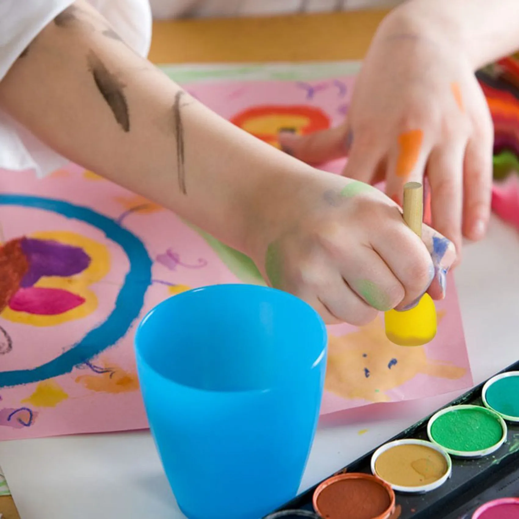 40 PCS Round Sponges Brush Set Kids Painting Tools - Sponge Painting Set DIY Painting Tools In 4 Sizes For Kids-Y18A