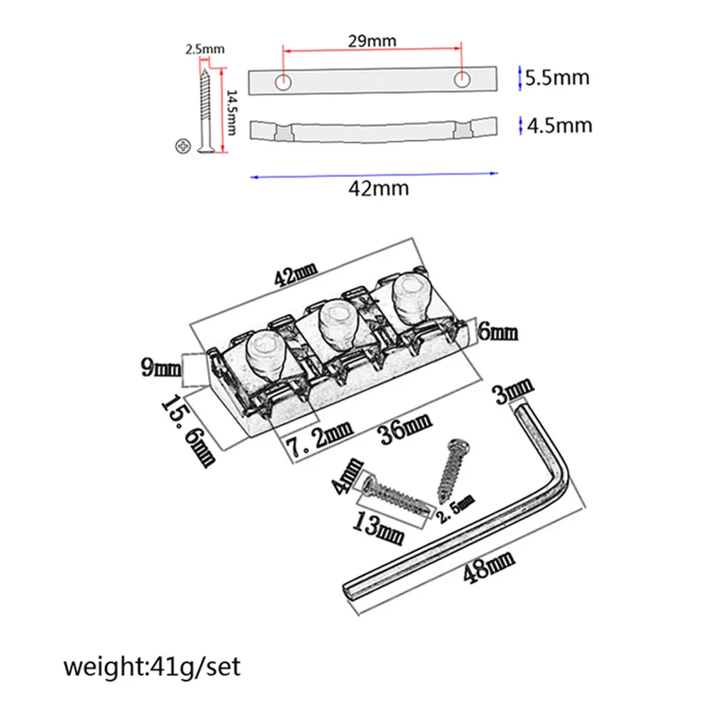 

String Retainer Set Golden For Electric Guitar Locking Nut Replacement String Bar Tool Kit With Wrench Screws