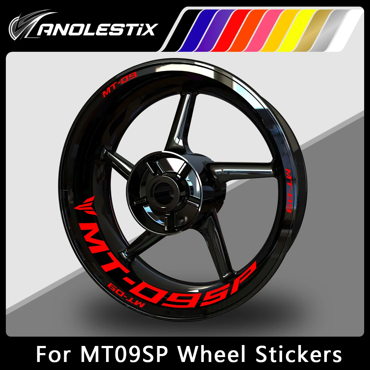 AnoleStix Reflective Motorcycle Wheel Sticker Hub Decal Rim Stripe Tape For YAMAHA MT-09SP MT09SP