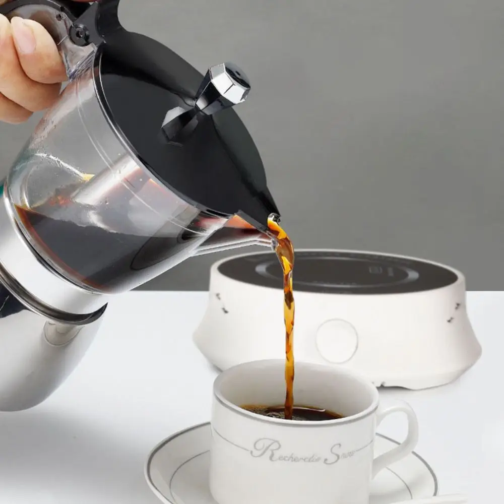 4/6 Cups Visible Moka Pot Stainless Steel Transparent Pot Body Coffee Maker Pot Universal Espresso Italian Coffee Machine