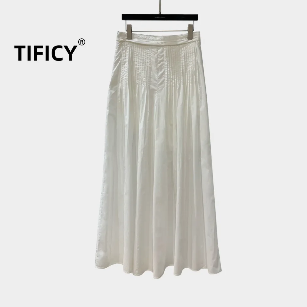 

High Street Wide Leg Skirts Pants Ro Women's High Waisted Temperament Pleated A-line Straight Leg Summer Streetwear Pants