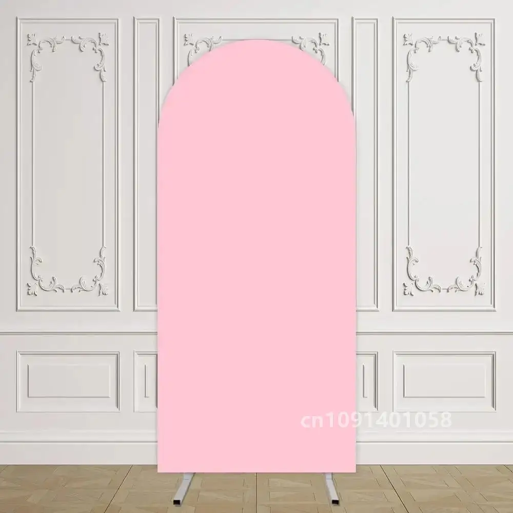 

Mehofond Background Pink Arch 2-Sided Fit Solid Color Round Top Birthday Wedding Baby Shower Events Party Backdrop Decor Photo