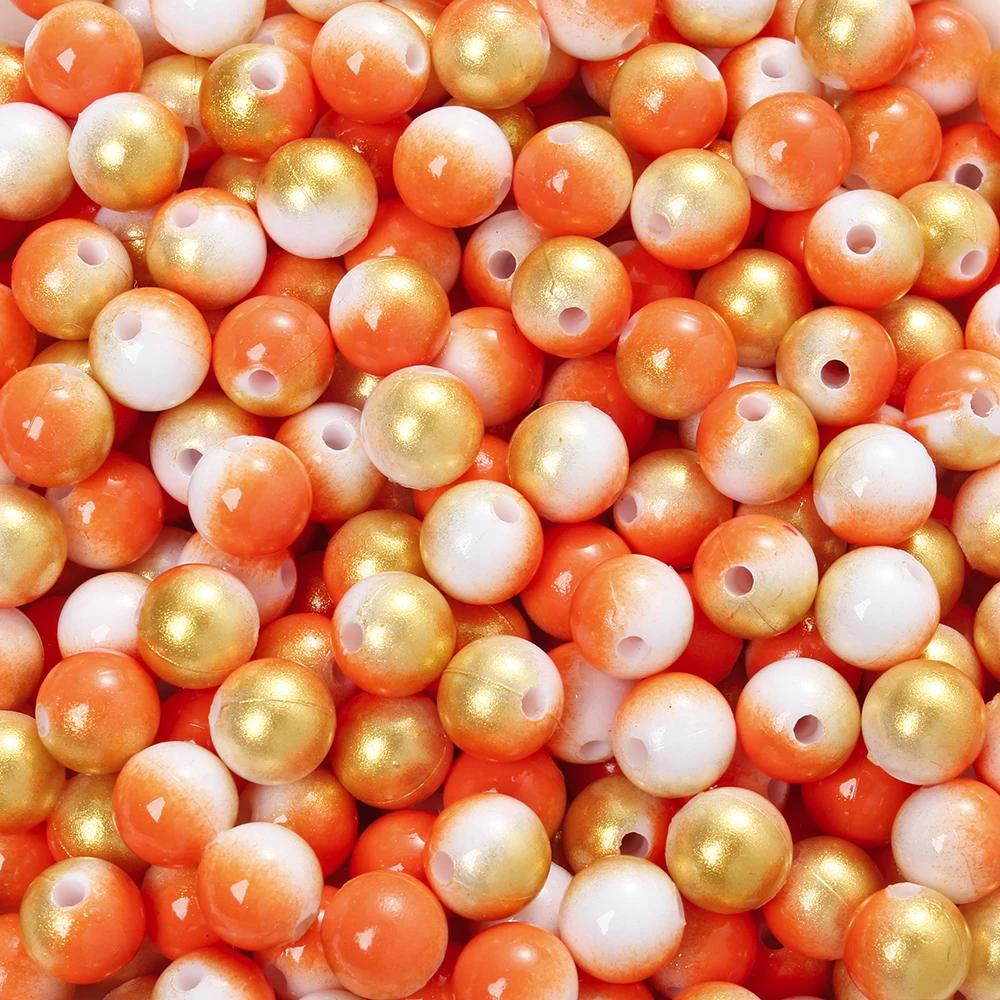 100-200 Stück 6/8mm Farbverlauf Dip-Dye Acrylperlen Sortiment Runde Glitzer-Abstandsperlen für DIY Schmuckherstellung Armbänder Basteln – Detail 8