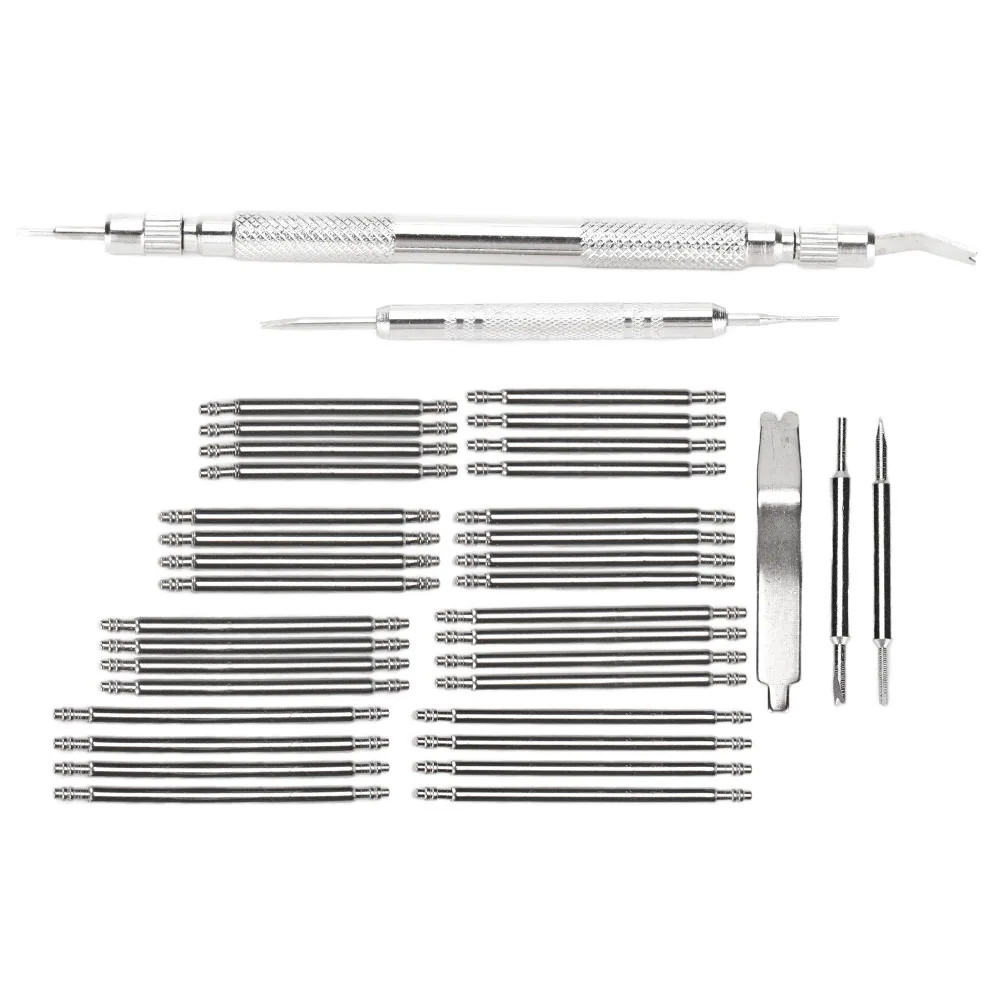 37 Pcs Silver Watch Strap Link Pins Remover Tool Alloy Different Sizes Spring Bar Tool Set Watch Band Adjustment Tool