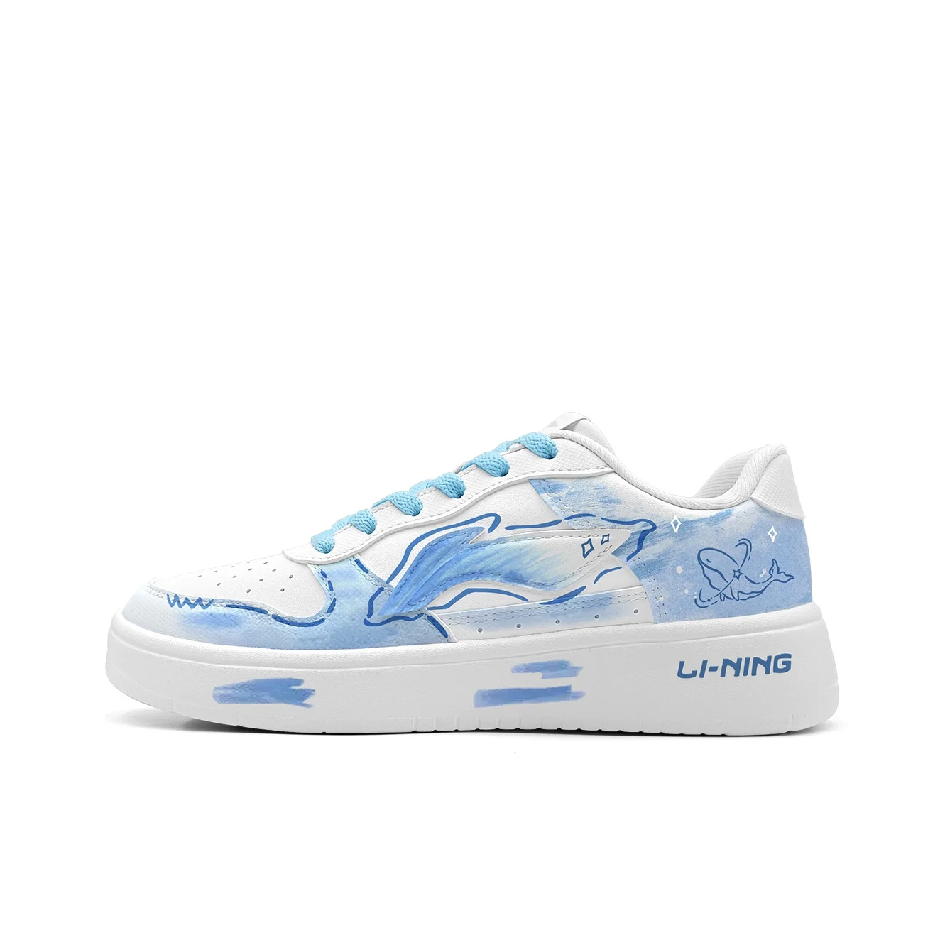 Li Ning Low top Skateboard Shoes Unisex Blue White AGCS419-1Team1749-