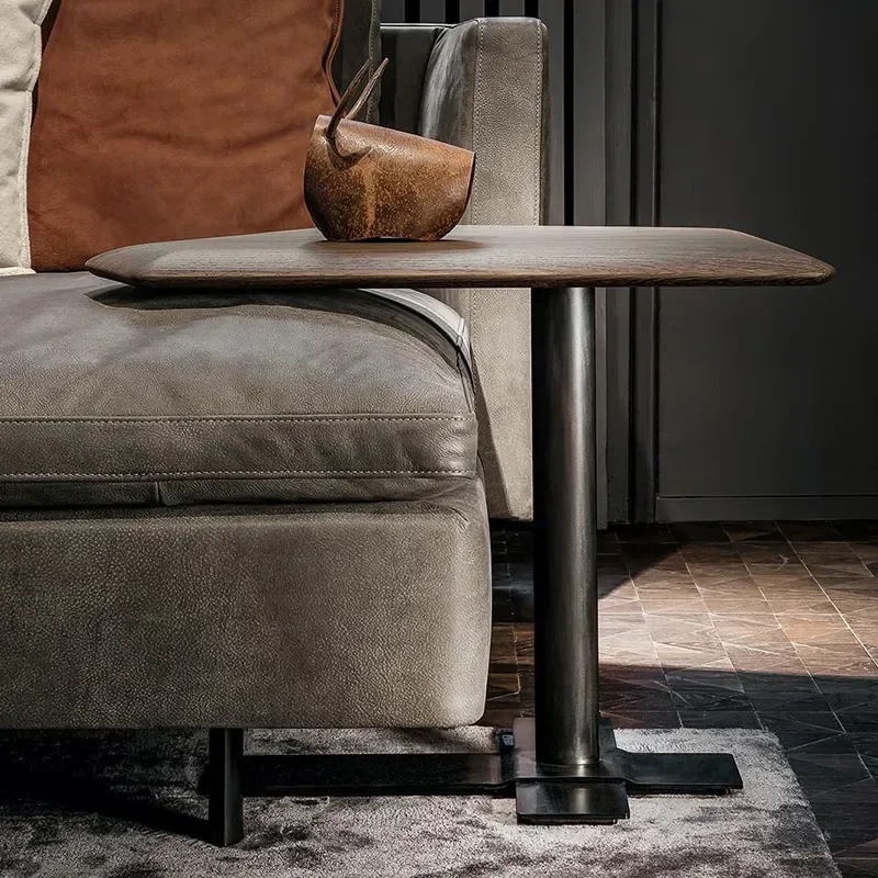 

Modern walnut solid wood coffee lift multifunction height adjustable sofa side table