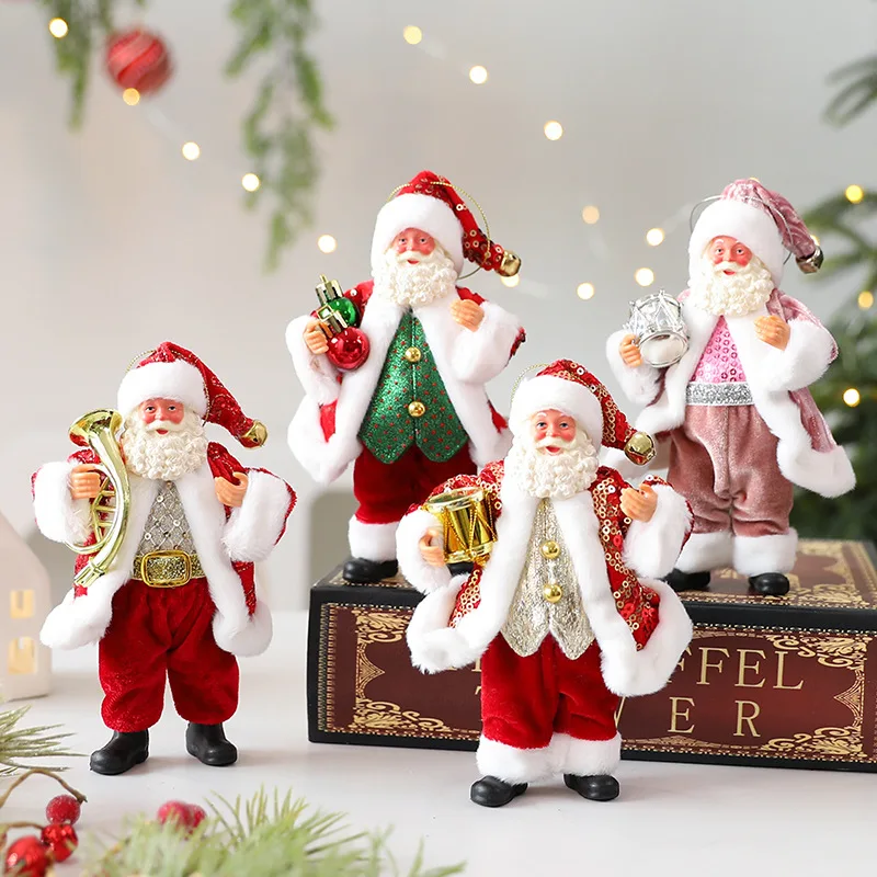 

Santa Claus Doll Children's Christmas Gift Mini Christmas Tree Decoration Cartoon Fabric Plush Standing Christmas Doll Pendant