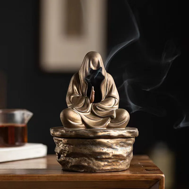 Formless Buddha Meditation Ceramic Monk Incense Holder Burner Home Living Room Garden Tearoom Yoga Room Zen Decoration