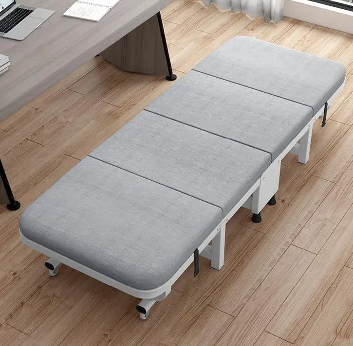 

Folding Bed Office Work Lunch Nap Wooden Bed With Metal Leg Back Adjust Rest Bed