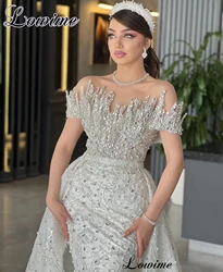 2024 Luxury Two Pieces Wedding Dresses With Detachable Skirt Off Shoulder Chapel Wedding Gowns With Crystals Vestidos De Novia