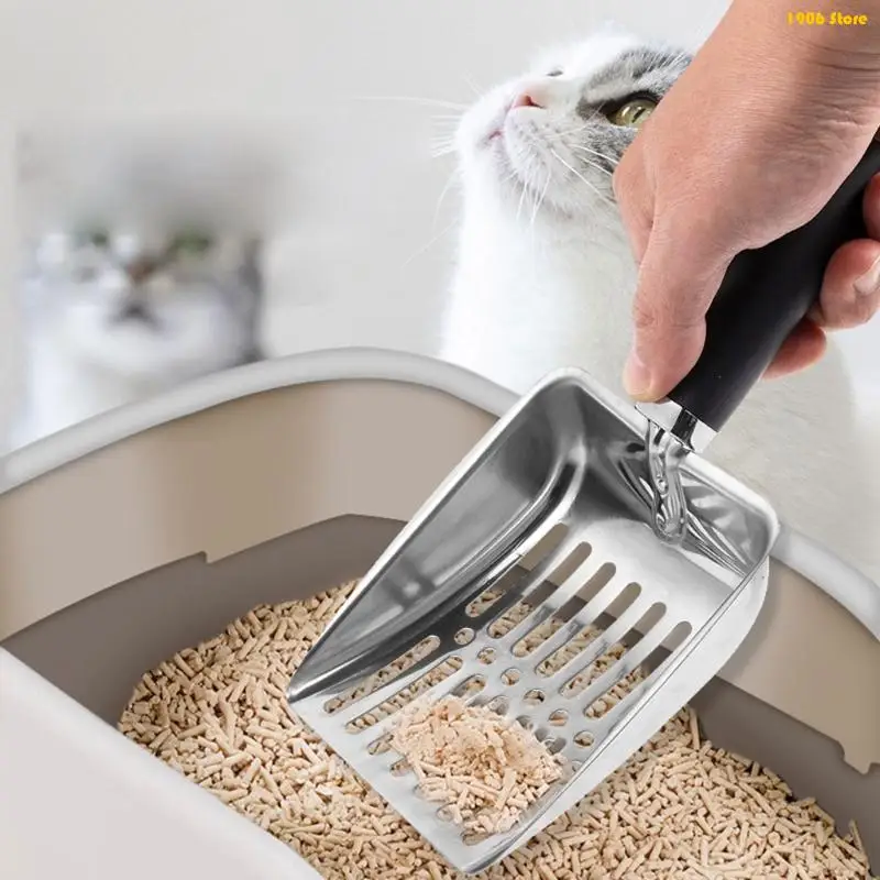 U1JB Cats Litter Scoops Metal Sifting Hollowed Deep Shovel Metal Handle