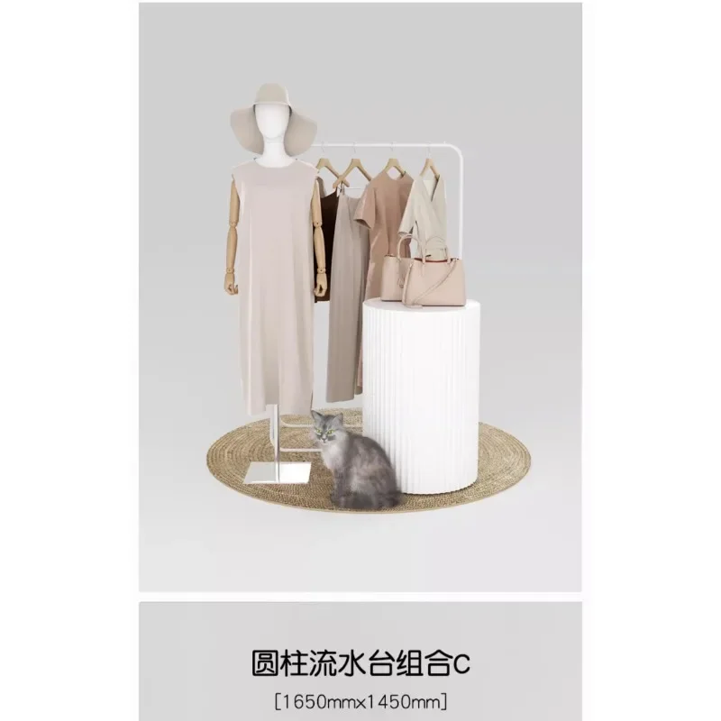 

Women's clothing store props, clothing Nakajima stand shelves, clothes display racks, white exhibition