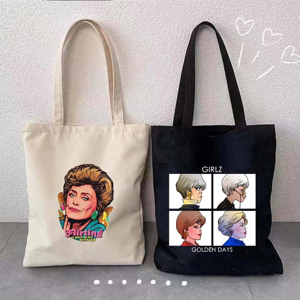 The Golden Girls Stay Golden Days Art Print Women Canvas Shoulder Tote Bag Harajuku Cute Handbag Eco Shopper Cotton Shopping Bag