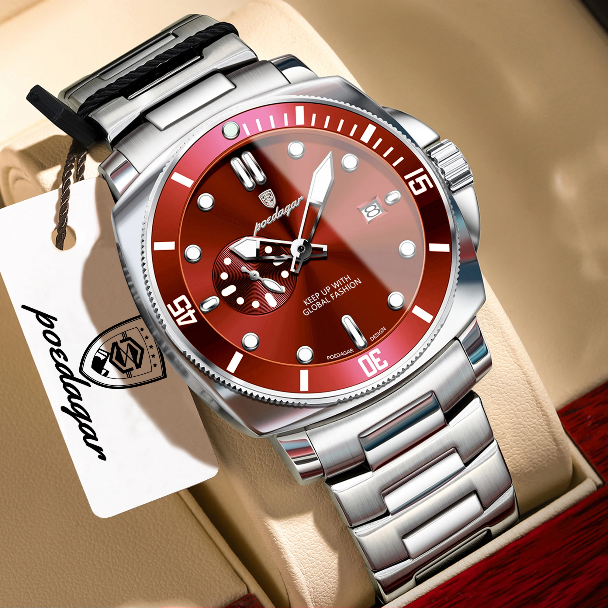 

Мужские часы POEDAGAR Fashion Original, водонепроницаемые, с подсветкой, с указателем даты, роскошные, кварцевые, из нержавеющей стали, деловые.