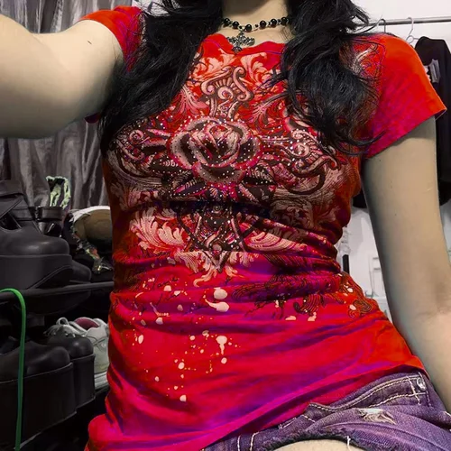 Imagen 2 del producto Camisola Retro Y2K de los años 2000, Top Sexy ajustado y elegante a la moda, Tops cortos Harajuku estéticos para mujer, ropa de calle Punk Hip Hop Rock Emo para chicas