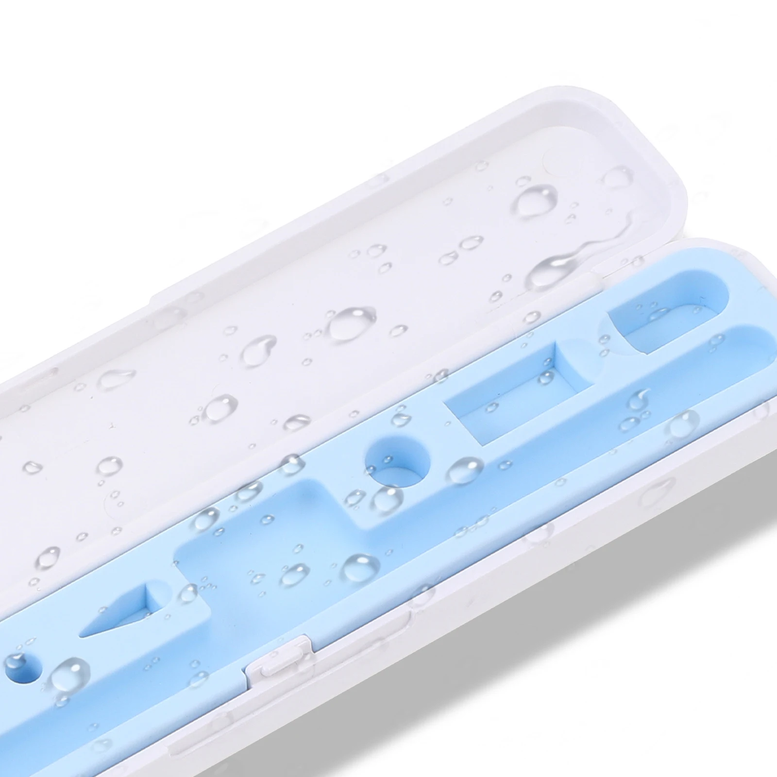 

1Pc White Skyblue Pencil Storage Case Silicone Abs Matte Shell Waterproof Portable Mini Compact Capacitive Pencil Organizer