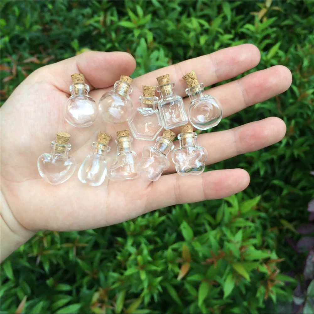 100Pcs Crafts Perfume Jars Mini Pendants Glass Bottles DIY Gift Tiny Vials Transparent Decorative Present